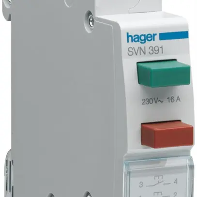 Pulsante INS Hager 16A 230V 1 chiusura 1 apertura 0 invertitore rosso/verde 1UM 
