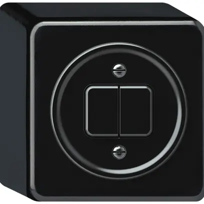 Poussoir AP origin 2×touches 2CO 1P 0<1 10A 230V 88×88×54mm noir 