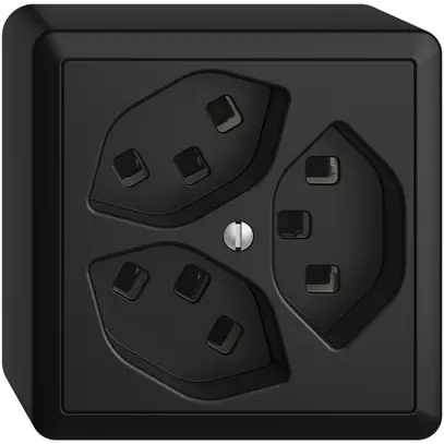 Presa AP 3×T23 16A EDIZIOdue nero con morsetti innest. 
