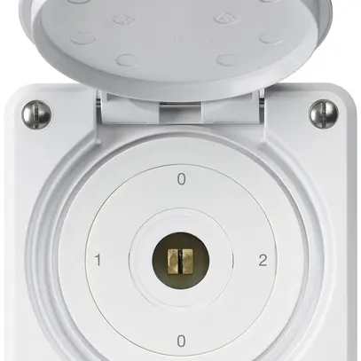 Interrupteur à clé carrée ENC robusto IP55 avec clapet S2/1P blanc combi 