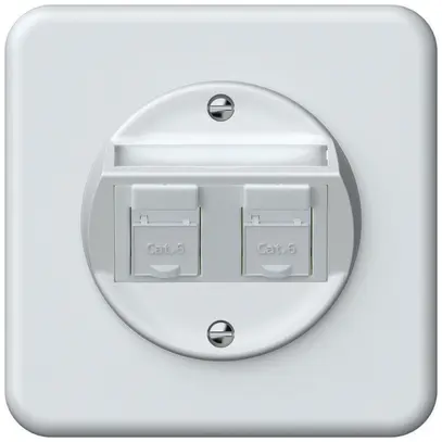 Boîte de raccordement ENC origin 2×RJ45 8(8) cat.6 oblique 92×92mm blanc 