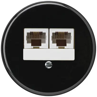 Inserto per scatola INC basico 2×RJ45u separato nero 