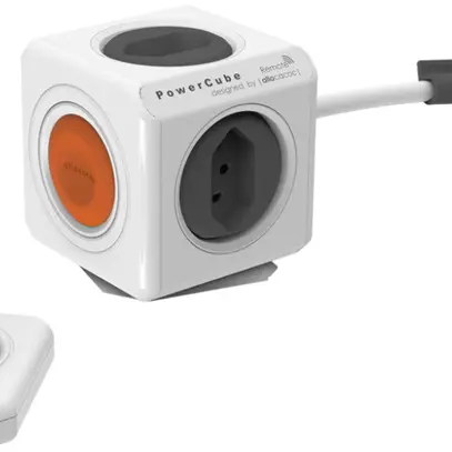 Mehrfachstecker PowerCube Extended 4×T13, schaltbar mit Fernbedienung, weiss 
