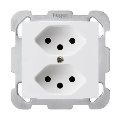 Prise ENC kallysto 2×T13 blanc avec plaque de fixation 
