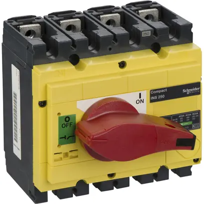 Interuttore di carico Schneider INS 4L 250A con maniglia rotativa rosso/giallo 