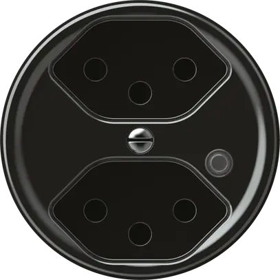 Presa origin 2×tipo 13 lum.verde 10A 230V 60×60mm nero 