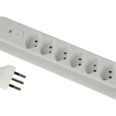 Presa multipla Re:Life 10A con interruttore ACC/CHIUS 7×T13 1.8m bianco 