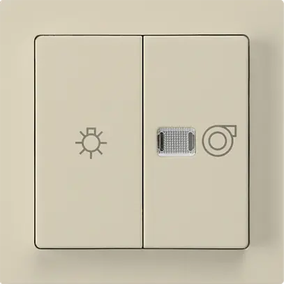 Interruttore luminoso kallysto 1/1L beige con simbolo illuminazione+ventilazione 
