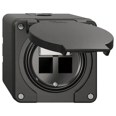 Kit di montaggio NAP Feller freenet, per uscita diritta, doppio, nero 