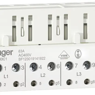 Borne à fiches pour compteur Hager 400V 63A 2.5…35mm² 
