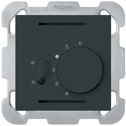 Thermostat ENC Hager kallysto B, a.interrupteur chauffage/refroidissement, noir 
