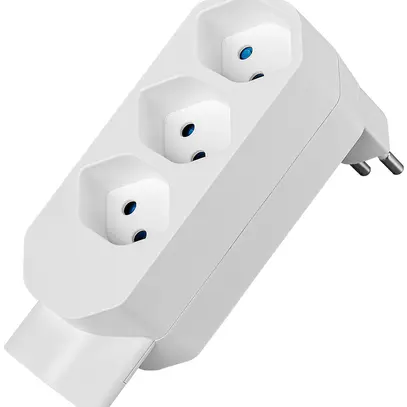 Spina multipla LINE 3×T13+1×T13 girevole 320° 10A 230V IP20 bianco 