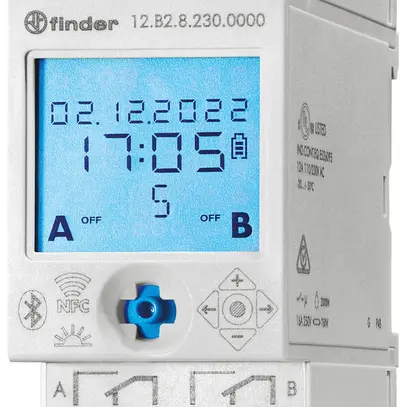 Interrupteur horaire astro/hebdo AMD Finder 12.B2, 2C 16A 110…230VUC BT/NFC 2UM 