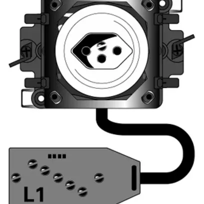 Prise INC basico 1×type 13 sur L1 avec boîte G3 et adaptateur Technofil blanc 