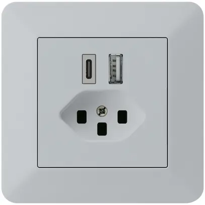 Prise de charge USB ENC kallysto.trend 18W PD 1×type A 1×type C T23 gris clair 