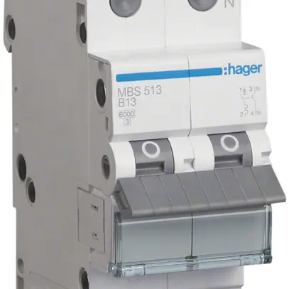 Disgiuntore Hager MCB quickconnect 2P 1 230V tipo B 13A Icn 6kA Icu 10kA 2UM 