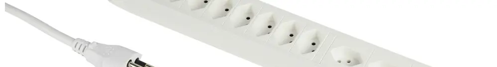 Prise multiple PRINCIPIO 3×type 13 horiz.7×type 13 vart.câble 5m interrupteur bc 