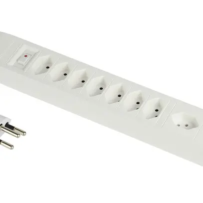 Prise multiple PRINCIPIO 3×type 13 horiz.7×type 13 vart.câble 5m interrupteur bc 
