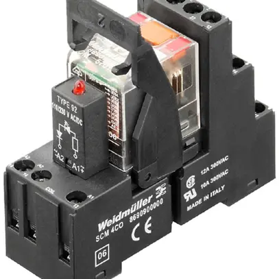 Relè WM RCMKIT GN 2CO 12A AgNi 19.2…26.4VDC LED raccordo a vite 