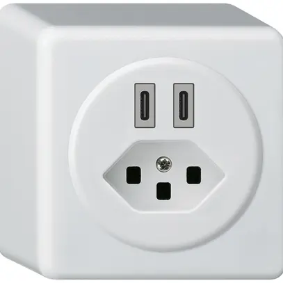 Presa di carica USB AP Hager basico C-C 20W+T23 5V 86×86mm bianco 
