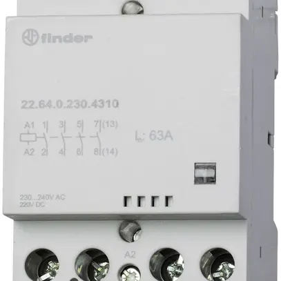 Contattore AMD Finder 22.64, 2Ch+2R 63A/120VUC AgSnO2, indicatore, 3UM 