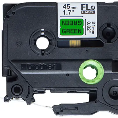 Cassette ruban Brother FLE-7511 45×21mm×72 pièces vert/noir 