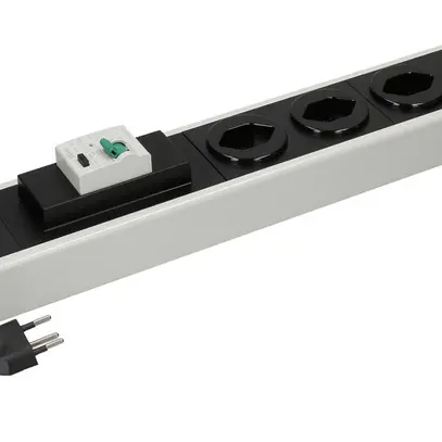 Prise multiple MH POWER LINE 10A 5×T13 1.5m gris-noir avec FI 25A/30mA 