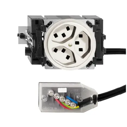 Presa INS 3×T23 16A bianco 53mm L1 FH per Technofil 