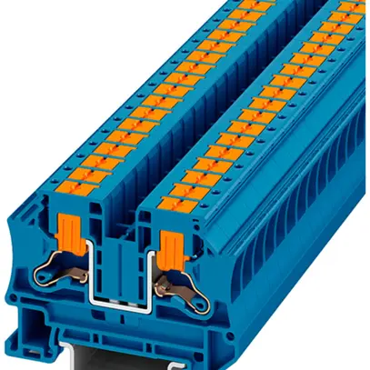 Borne de passage joignable PX PTV 6 BU 6mm² 41A 1000V Push-In 2×1 DIN35 bleu 