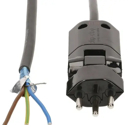 Apparatekabel MAX HAURI Td 3×1mm² 3m schwarz 180° Stecker Clip-Clap T12 