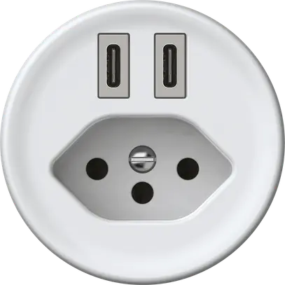 Presa di carica USB origin 2×USB-C 3000mA 5V con tipo 13 bianco 