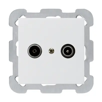 UP-Antennendose kallysto R/TV 14dB Durchgangsdose weiss mit Befestigungsplatte 