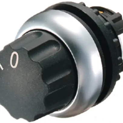 Bouton tournant ETN RMQ O-I à accrochage noir, anneau chromé 