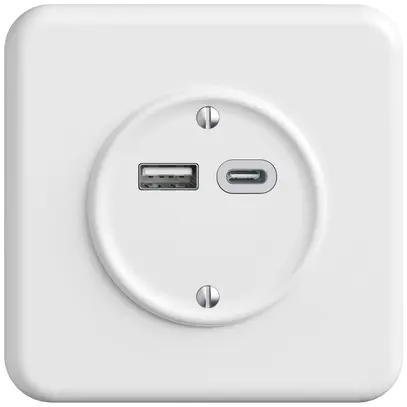 Prise de charge USB ENC STANDARDdue SNAPFIX® 230V AC 18W 1×USB A 1×USB C bc 