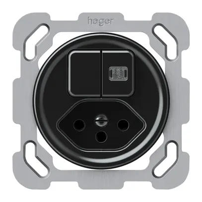 Combinazione INC origin 2×tasti luminoso 2CO+T13 1P 0<1 10A 230V 77×77mm nero 