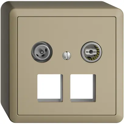 Presa multimedia 15dB AP Edue, presa d.passaggio, p.2×RJ45 Keystone c.calotta sa 
