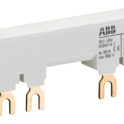 Pettine di raccordo ABB PS1-2-2-65, per 2×MS116/MS132+1UM 3L 65A 104.5mm a vite 