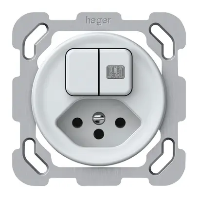 Combinazione INC origin 2×tasti luminoso 2CO+T13 1P 0<1 10A 230V 77×77mm bianco 