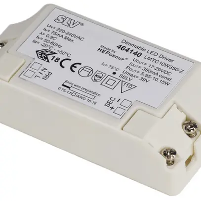 Convertitore LED SLV 10W, 350mA regolabile con scarico di trazione IP20 