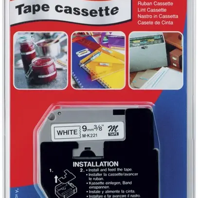 Cassette ruban MK 9mm×8m, blanc/noir 