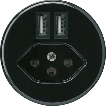 Prise 2×USB & type 13 basico A 2400mA noir 