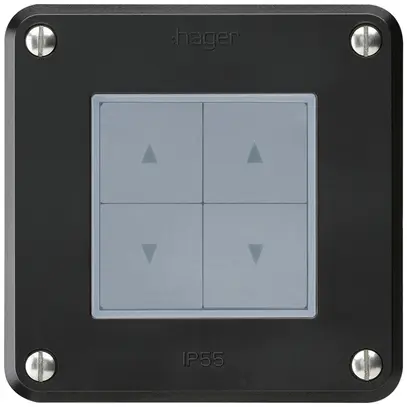 Pulsante per tapparelle INC robusto IP55 nero con 4 tasti di comando 