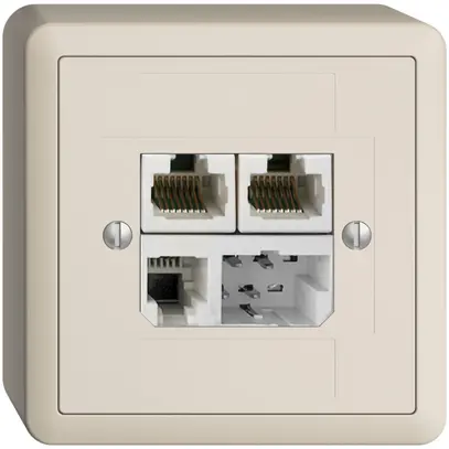 Prise AP T+T/2×RJ45/RJ11/u ADSL ITplus EDIZIOdue crema 