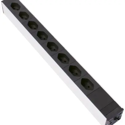 Prise multiple 19" Rittal 1UH 8×T13 250V 10A 2500W 3m 90° ne 