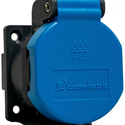 Presa INS T23 DEM IP55 16A 230V con guarnizione IK07 antracite/coperchio blu 