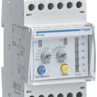 Relais surveillance courant différentiel Hager HR522 30…10000mA 0…0.5s type A 