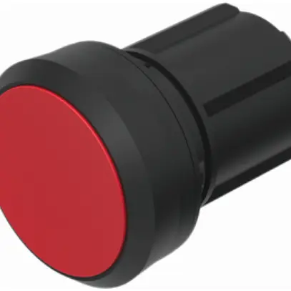 Pulsante INS EAO45, I, rosso, anello nero, a filo 