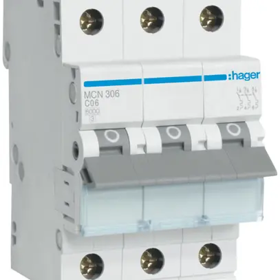 Disgiuntore Hager MCB 3P 415V tipo C 6A Icn 6kA 3UM 