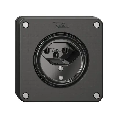 Prise NUPU NEVO, 1×T23, a.LED, noir 