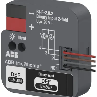 Entrée binaire INC ABB-free@home BI-F-2.0.2, 2-fois, pour contacts libres d.pot. 